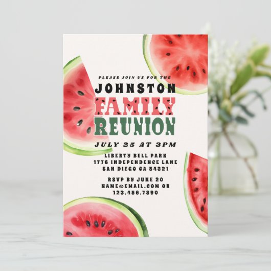 キュートサマーファミリー懇親会ウオーターカラースイカ 招待状 (スタンド正面)