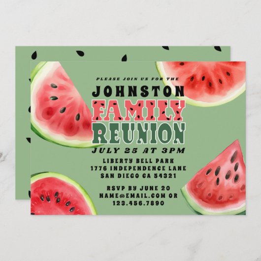 キュートサマーファミリー懇親会スイカ水平 招待状 (正面/裏面)
