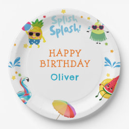 キュートサマーフルーツキャラクター誕生日紙プレート ペーパープレート