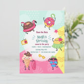 キュートサマープールパーティー誕生日招待状 招待状 (スタンド正面)