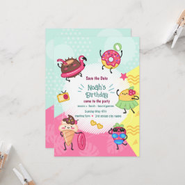 キュートサマープールパーティー誕生日招待状 招待状