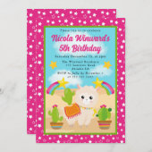 キュートサマーラマフィエスタ子供の誕生日 招待状 (正面/裏面)