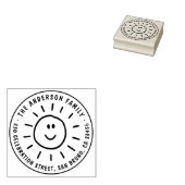 キュートサンカスタムファミリーネームラウンド差出人住所 ラバースタンプ (押印)