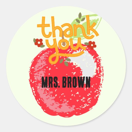 キュートサンキュー先生アップルクラシックカスタム ラウンドシール (正面)