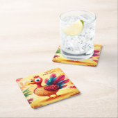 キュートサンクスギビングトルコ紙コースター スクエアペーパーコースター (インサイチュ)