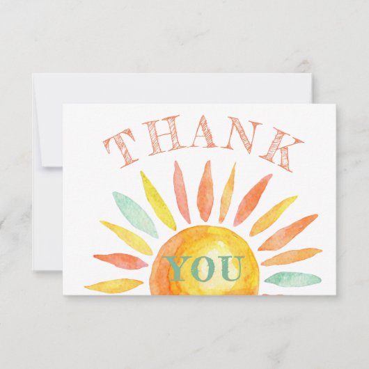 キュートサンシャインウォーターカラーサンサマーサンキューカード サンキューカード (正面)