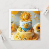 キュートサンシャインキャラクター飾お誕生日ケーキ カード (正面/裏面インサイチュ)