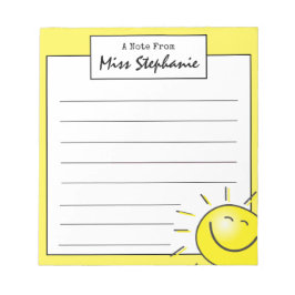 キュートサンシャインスマイル顔from先生 ノートパッド