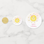 キュートサンシャインピンク&金ゴールド誕生日 コンフェッティ (正面)