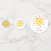 キュートサンシャインピンク&金ゴールド誕生日 コンフェッティ (裏面)