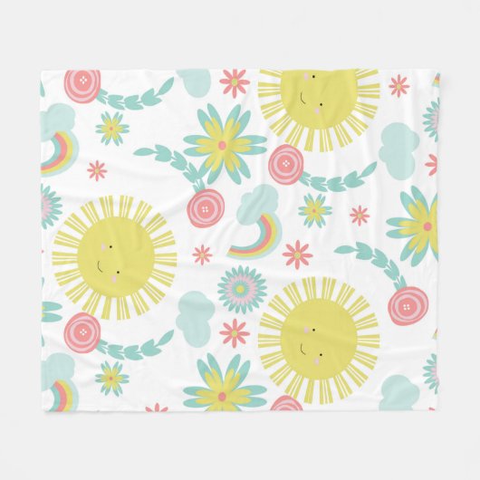 キュートサンシャインレインボーフローラ夏 フリースブランケット (正面(横))