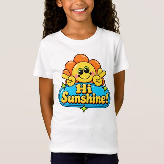 キュートサンシャイン かわいい 太陽 - ハッピーサマーポジティブV Tシャツ (正面)