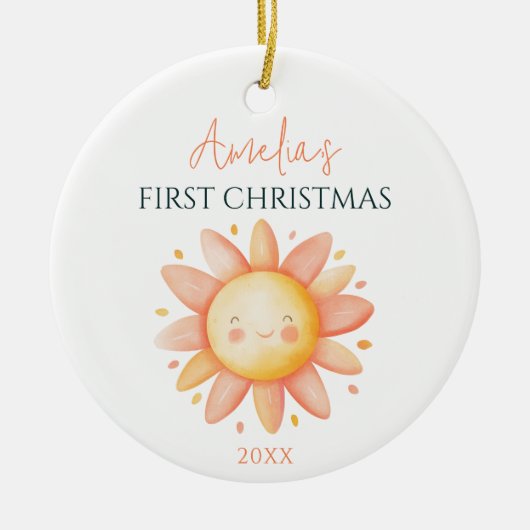 キュートサンスケッチカスタムキープサケ1stクリスマス セラミックオーナメント (正面)