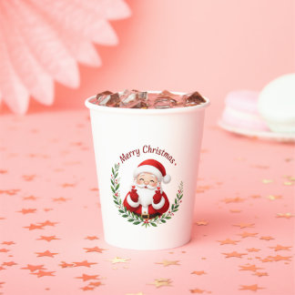 キュートサンタのクリスマス紙コップ - 暖かい気持ちをあなたに 紙コップ