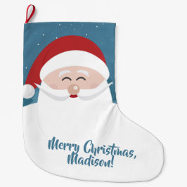 キュートサンタカスタム文字クリスマスストッキング ラージクリスマスストッキング