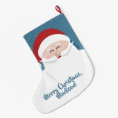 キュートサンタカスタム文字クリスマスストッキング ラージクリスマスストッキング (裏面 (吊り時))