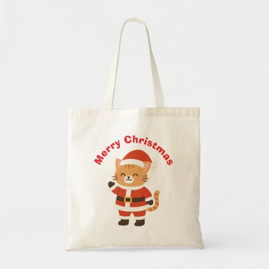 キュートサンタキャット メリークリスマス トートバッグ (正面)