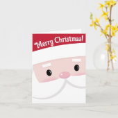 キュートサンタクラウス顔クリスマス カード (黄色い花)