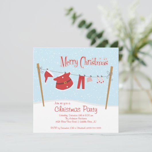キュートサンタクリスマスホリデーパーティ招待状 招待状 (スタンド正面)