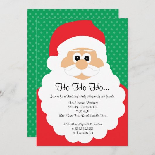 キュートサンタクリスマスホリデーパーティ招待状 招待状 (正面/裏面)