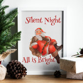 キュートサンタクロースのウィンキングクリスマスヴィンテージ ポスター