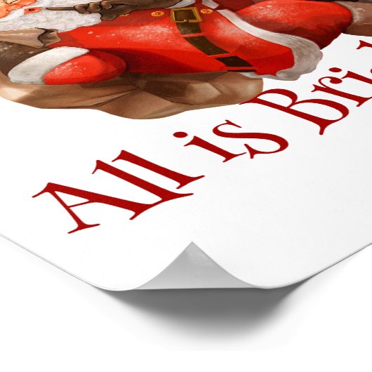 キュートサンタクロースのウィンキングクリスマスヴィンテージ ポスター (角)