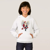 キュートサンタクロースエンジェルキッズフード付きスウェットシャツティー (正面フル)