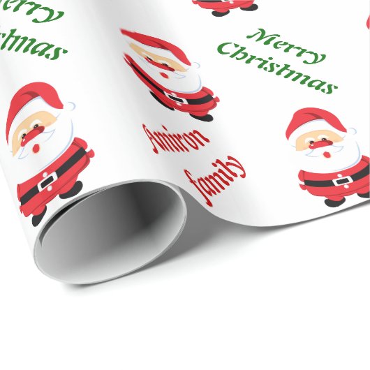 キュートサンタクロースカスタムクリスマスパーソナライズされた ラッピングペーパー (ロールコーナー)