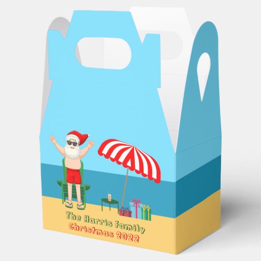 キュートサンタクロースカスタムビーチクリスマスパーティー フェイバーボックス (オープン)