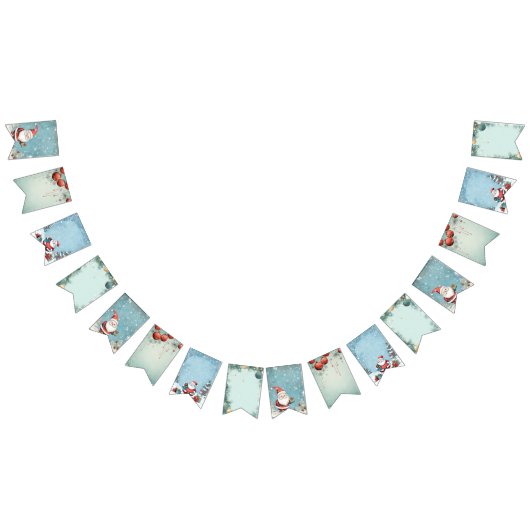 キュートサンタクロースクリスマスパーティの招待状 バンティングフラッグ (全)