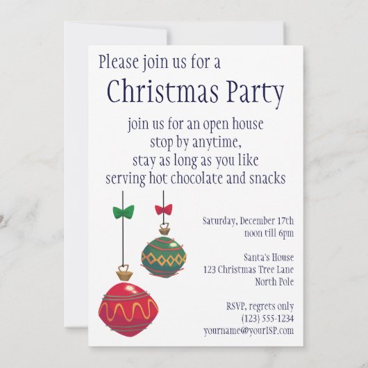 キュートサンタクロースクリスマスパーティの招待状 招待状 (裏面)