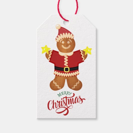 キュートサンタクロースジンジャーブレッドマンスター ギフトタグ (正面)
