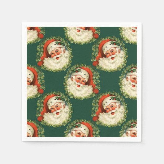 キュートサンタクロースハッピークリスマスクリスマス スタンダードカクテルナプキン (正面)