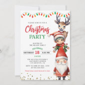 キュートサンタクロース小妖精や小人トナディアキッズクリスマスパーティー 招待状 (正面)