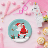 キュートサンタクロース遊ゴルフイラストレーション ペーパープレート (パーティー)