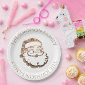 キュートサンタクロース顔エレガント金ゴールドクリスマス ペーパープレート (パーティー)