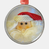 キュートサンタクロース顔クリスマス メタルオーナメント (正面)