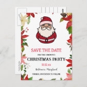 キュートサンタクロースPoinsettia |クリスマスパーティー ポストカード (正面/裏面)