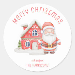 キュートサンタコテージクリスマスホリデー ラウンドシール