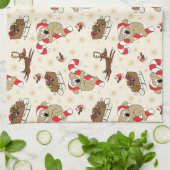 キュートサンタスロスハッピーホリデーズ キッチンタオル (折り畳み)