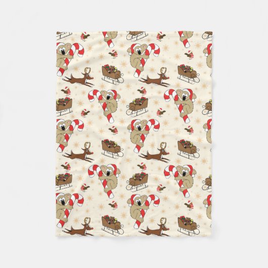 キュートサンタスロスハッピーホリデーズ フリースブランケット (正面)