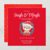 キュートサンタテディベアクリスマスパーティの招待状 招待状 (正面/裏面)