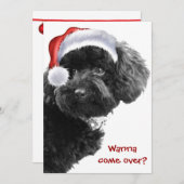 キュートサンタドッグlクリスマスパーティーカスタム招待状 招待状 (正面/裏面)