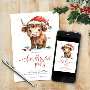 キュートサンタハイランドカウクリスマスパーティー 招待状