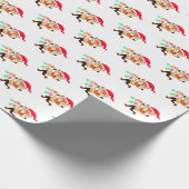 キュートサンタハットクリスマスキツネラッピング紙 ラッピングペーパー (角)