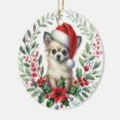 キュートサンタハットチワフアウォーターカラーリース セラミックオーナメント (左)