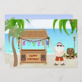 キュートサンタビーチホリデー誕生日招待状 招待状 (正面/裏面)