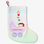 キュートサンタベビーオンパステルカラー スモールクリスマスストッキング (正面)