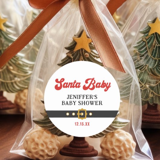 キュートサンタベビーホリデーベビーシャワー ラウンドシール