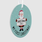 キュートサンタミー初めてのクリスマス名前をカスタムする オーナメント (正面)